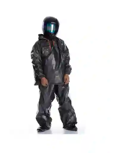 Impermeable Moto Bicicleta Talla: Xl Plástico Calibre 2 + Grueso - Negro
