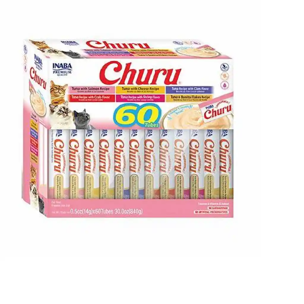 Inaba Cat Snack Churu 60 Piezas - Box Tuna Variety 840 Gr