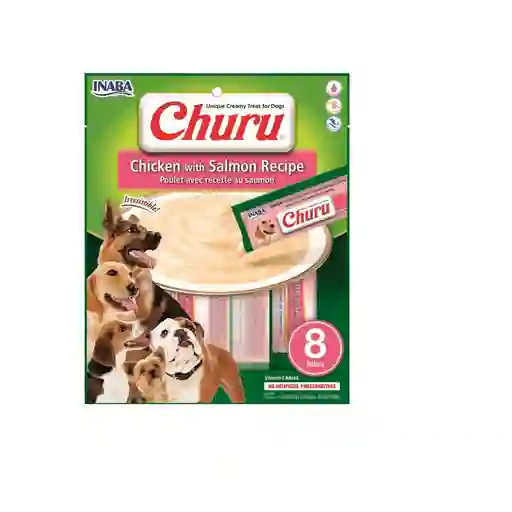 Inaba Dog Snack Churu 8 Piezas - Chicken With Salmon - Pollo Y Salmon 160 Gr