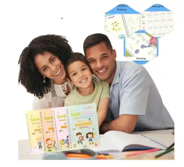 Libros De Caligrafía Montessori X 4 Para Niños Tinta Mágica