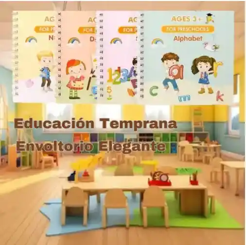 Libros De Caligrafía Montessori X 4 Para Niños Tinta Mágica