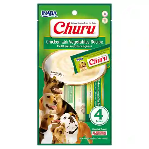 Inaba Dog Snack Churu 4 Piezas - Chicken With Vegetables 56 Gr