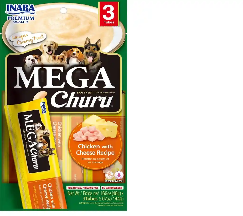Inaba Dog Snack Mega Churu 3 Piezas - Pollo Y Queso 144 Gr