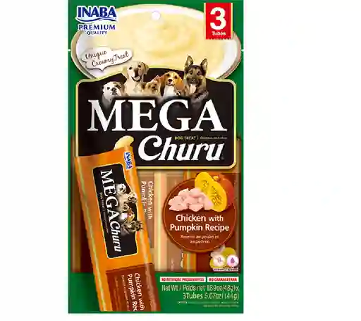 Inaba Dog Snack Mega Churu 3 Piezas - Pollo Y Calabaza 144 Gr