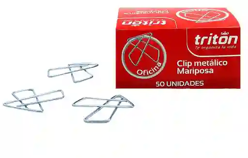 Caja De Ganchos Clip Triton Metalico Mariposa X 50 Und