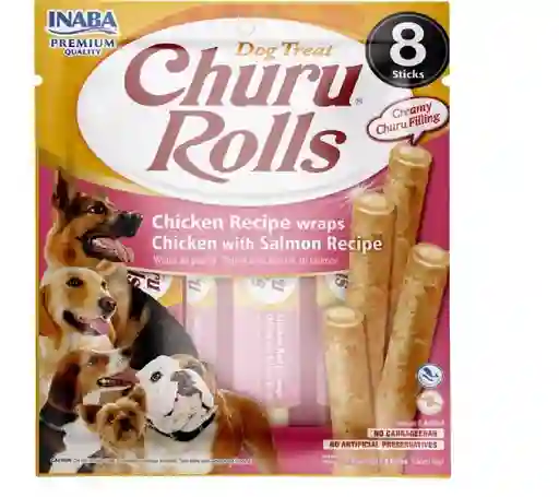 Inaba Dog Snack Churu - Rolls 8p Chicken With Salmon 96 Gr