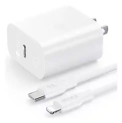 Cargador Iphone 20w 1hora 3a Carga Rapida Cargador Usb C Con Cable A Light-ing 1 M Compatible Para 1phone 14/13/13/12/ 11/x, Pad, Pods
