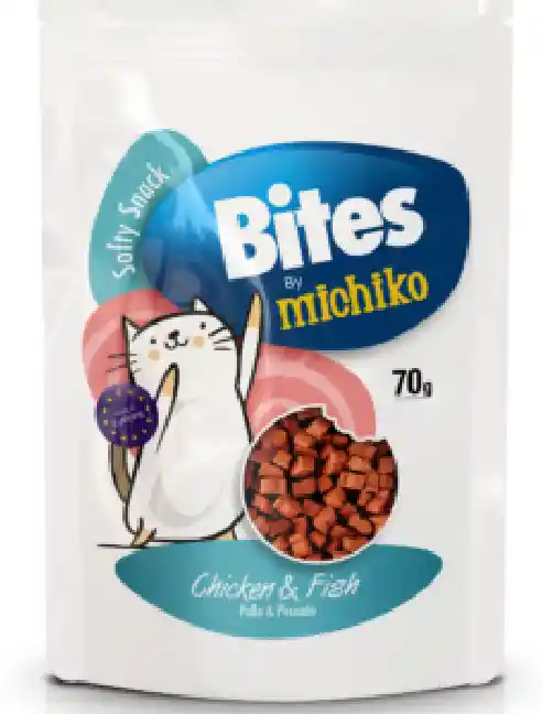 Snack Para Gato Bites By Michiko Pollo Y Pescado X 70 G