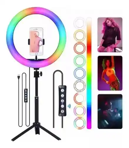 Aro De Luz Multicolor 26 Cm Rgb + Trípode
