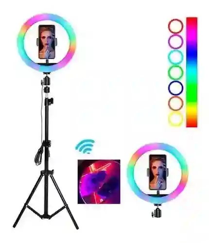 Aro De Luz Multicolor 26 Cm Rgb + Trípode