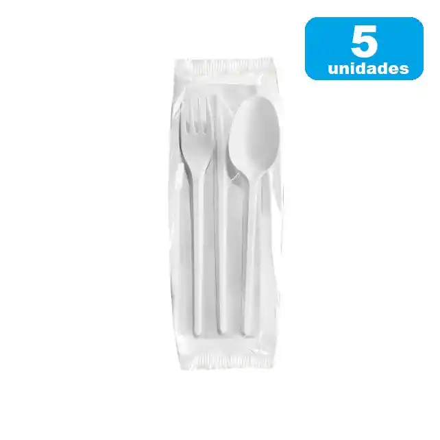 Set De Cubiertos Con Cuchara, Tenedor, Cuchillo Y Servilleta X 5und