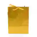 Bolsa De Regalo Metalizada Primavera Holograma Dorada Talla L