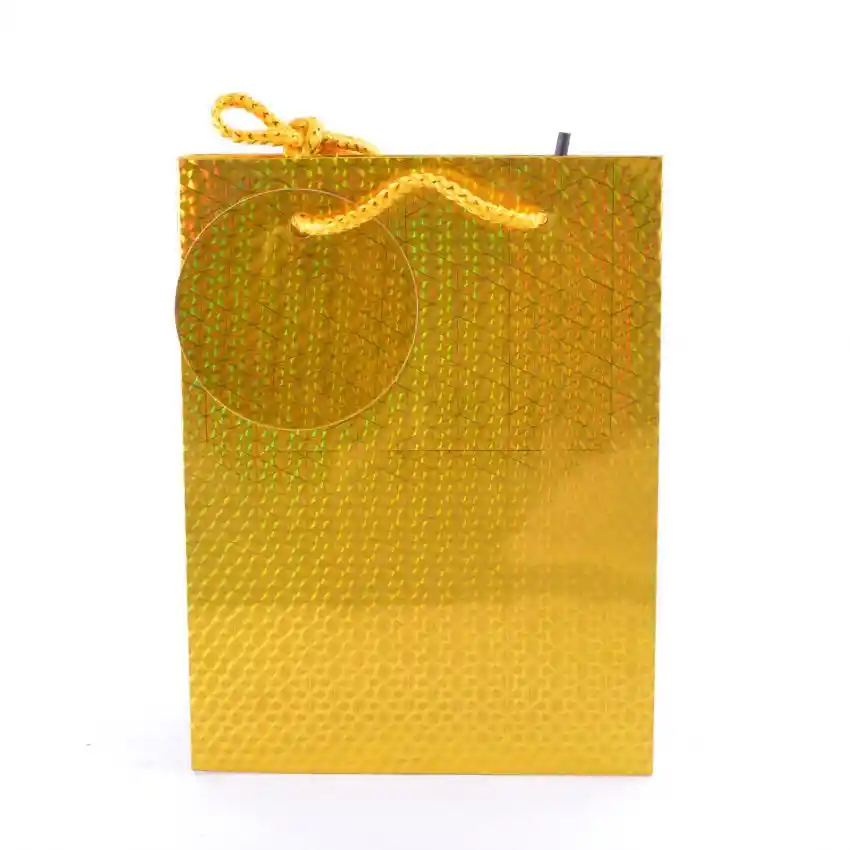 Bolsa De Regalo Metalizada Primavera Holograma Dorada Talla L