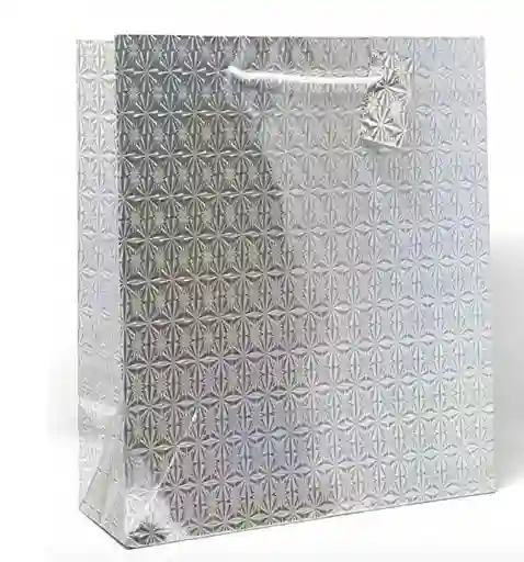 Bolsa De Regalo Metalizada Primavera Holograma Plateada Talla L medida 32 Cm Alto * 26 Cm Ancho