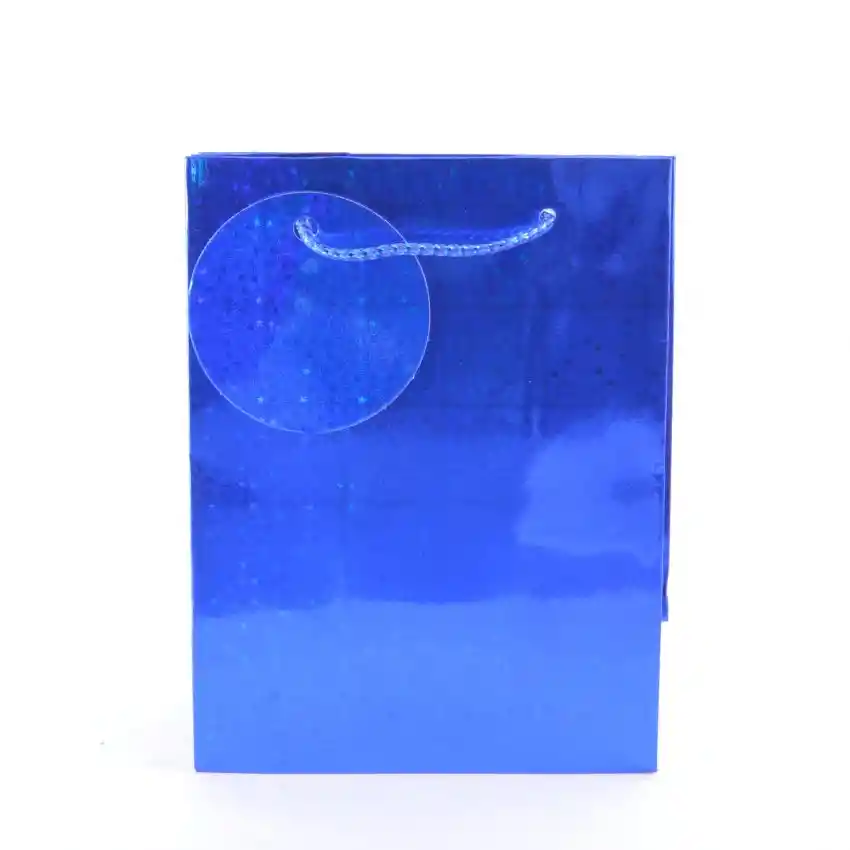 Bolsa De Regalo Metalizada Primavera Holograma Azul Talla L medida 32 Cm Alto * 26 Cm Ancho