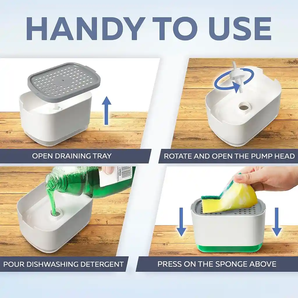 Dispensador De Jabón De Cocina Con Soporte De Esponja