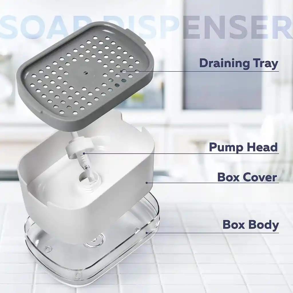 Dispensador De Jabón De Cocina Con Soporte De Esponja