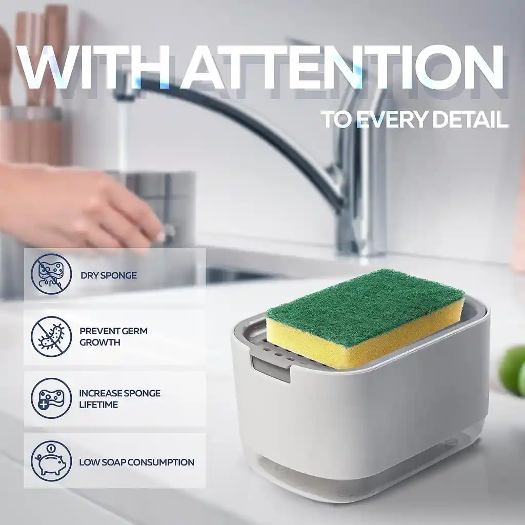 Dispensador De Jabón De Cocina Con Soporte De Esponja