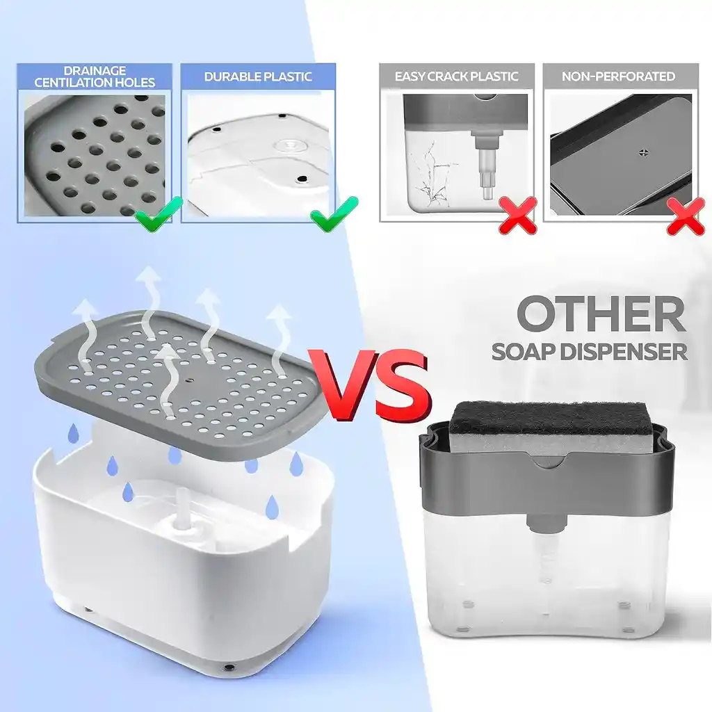Dispensador De Jabón De Cocina Con Soporte De Esponja