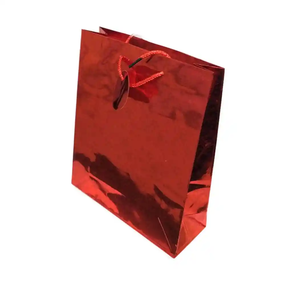 Bolsa De Regalo Metalizada Primavera Holograma Rojo Talla L medida 32 Cm Alto * 26 Cm Ancho