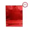 Bolsa De Regalo Metalizada Primavera Holograma Rojo Talla L medida 32 Cm Alto * 26 Cm Ancho
