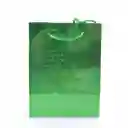 Bolsa De Regalo Metalizada Primavera Holograma Verde Talla L medida 32 Cm Alto * 26 Cm Ancho