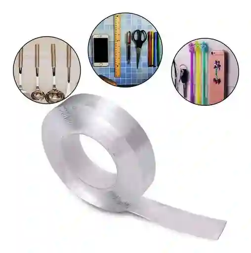 1 Cinta Doble Faz Adhesiva Silicona Multiusos Reutilizable Cuadro Tapete
