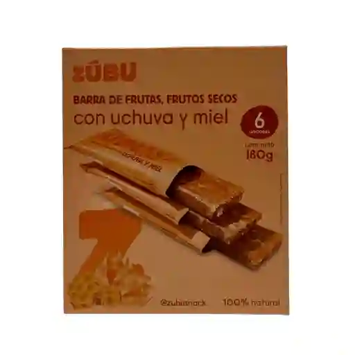 Zubu Barras De Frutas Y Frutos Secos Con Uchuva Y Miel Snack Natural, Energético, Sin Conservantes Fuente De Fibra Y Antioxidantes - 180 G