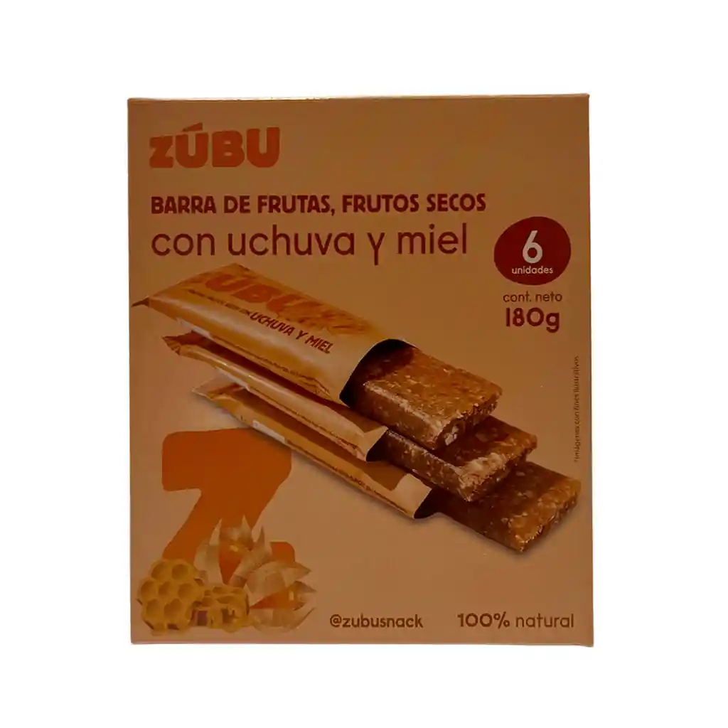 Zubu Barras De Frutas Y Frutos Secos Con Uchuva Y Miel Snack Natural, Energético, Sin Conservantes Fuente De Fibra Y Antioxidantes - 180 G