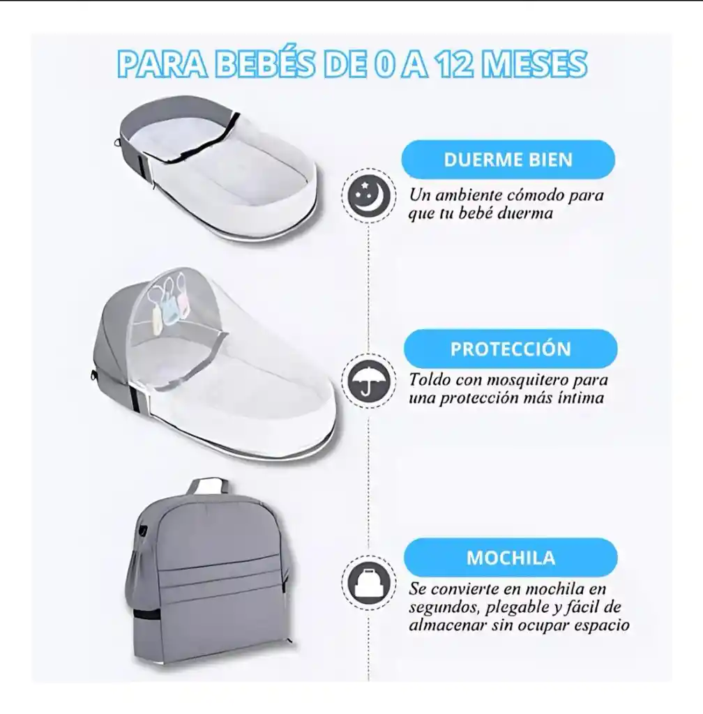 Mosquitero Moises Portátil Tipo Mochila Para Bebe Nuevo