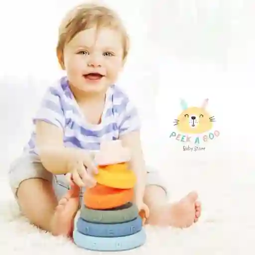 Juguete Torre De Anillos Apilable Sensorial Silicona