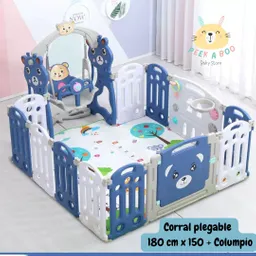 Corral De Juegos Plegable Y Modulable Para Bebes Azul