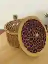 Caja De Madera Cilíndrica Grande Azul