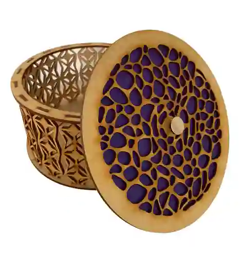 Caja De Madera Cilíndrica Grande Azul
