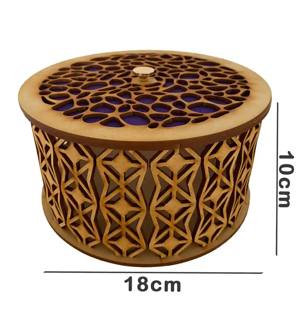 Caja De Madera Cilíndrica Grande Azul