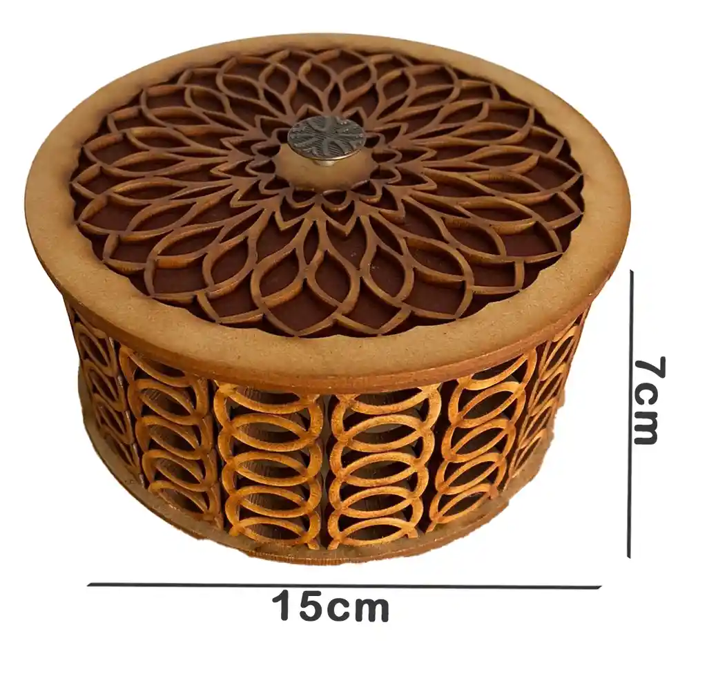 Caja Cilindrica De Madera Mediana Roja