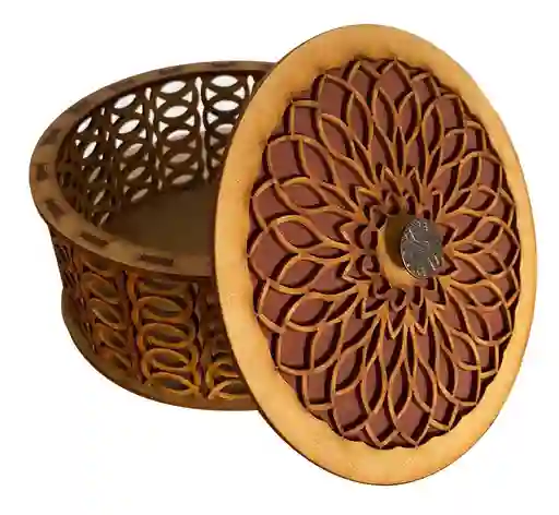 Caja Cilindrica De Madera Mediana Roja