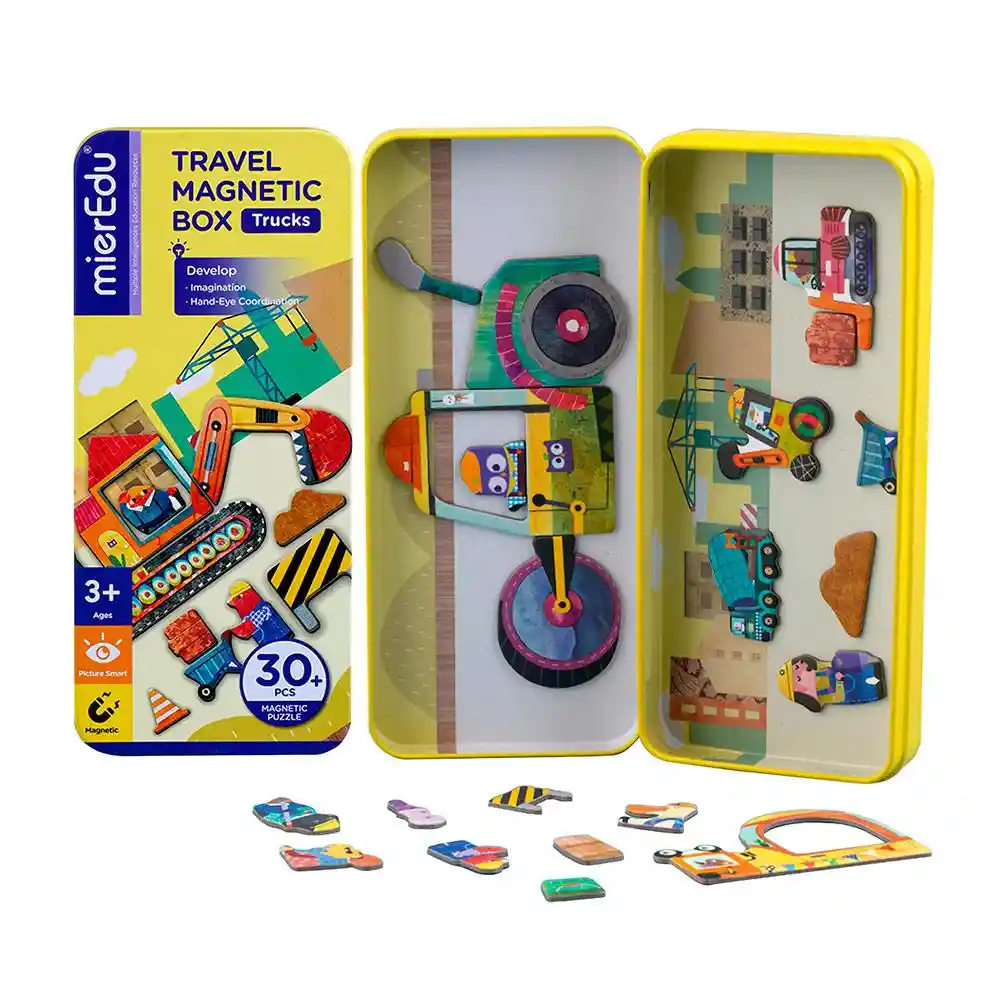Juego Didáctico Puzzle Camiones Magnéticos Para Niños