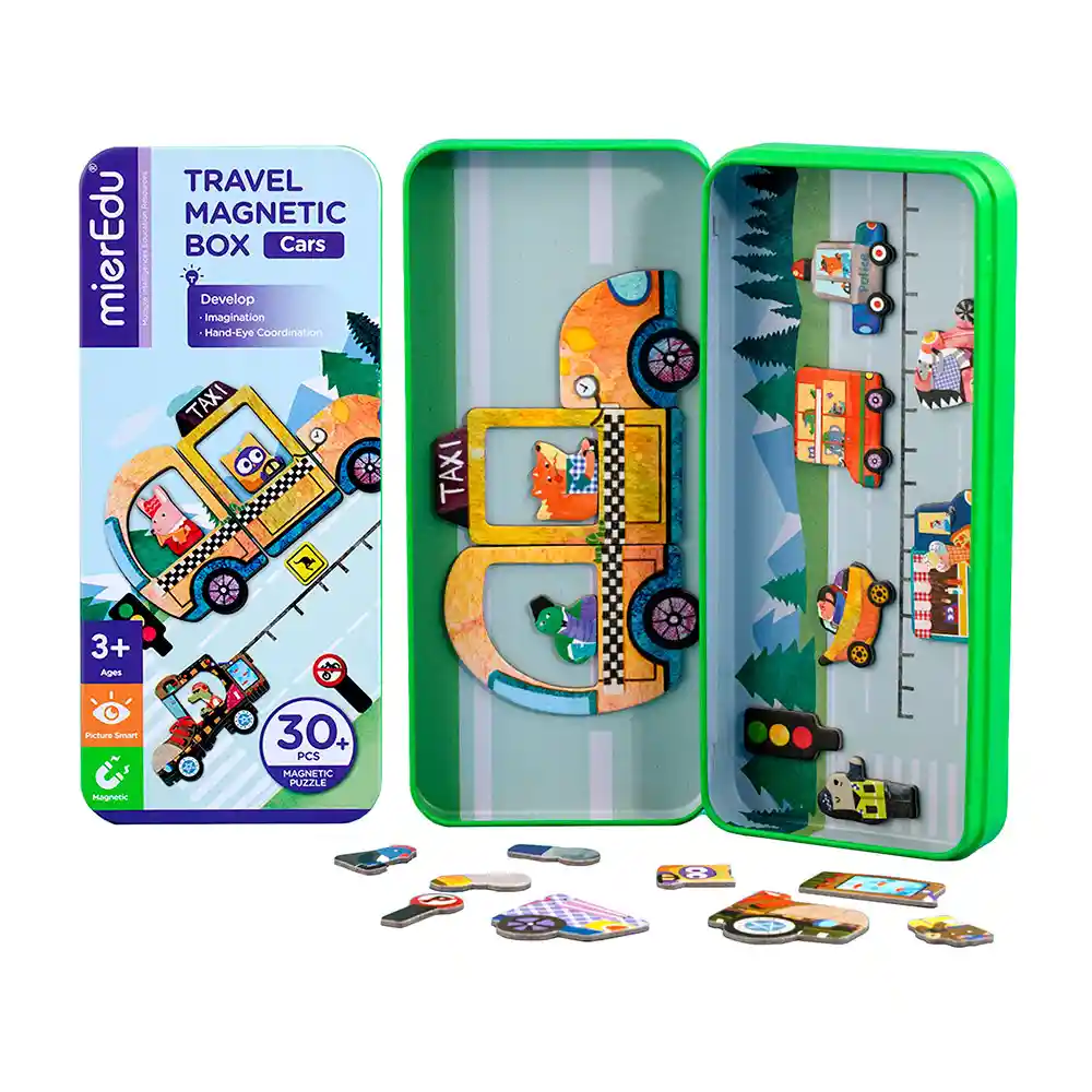 Juego Didáctico Puzzle Vehículos Magnéticos Para Niños