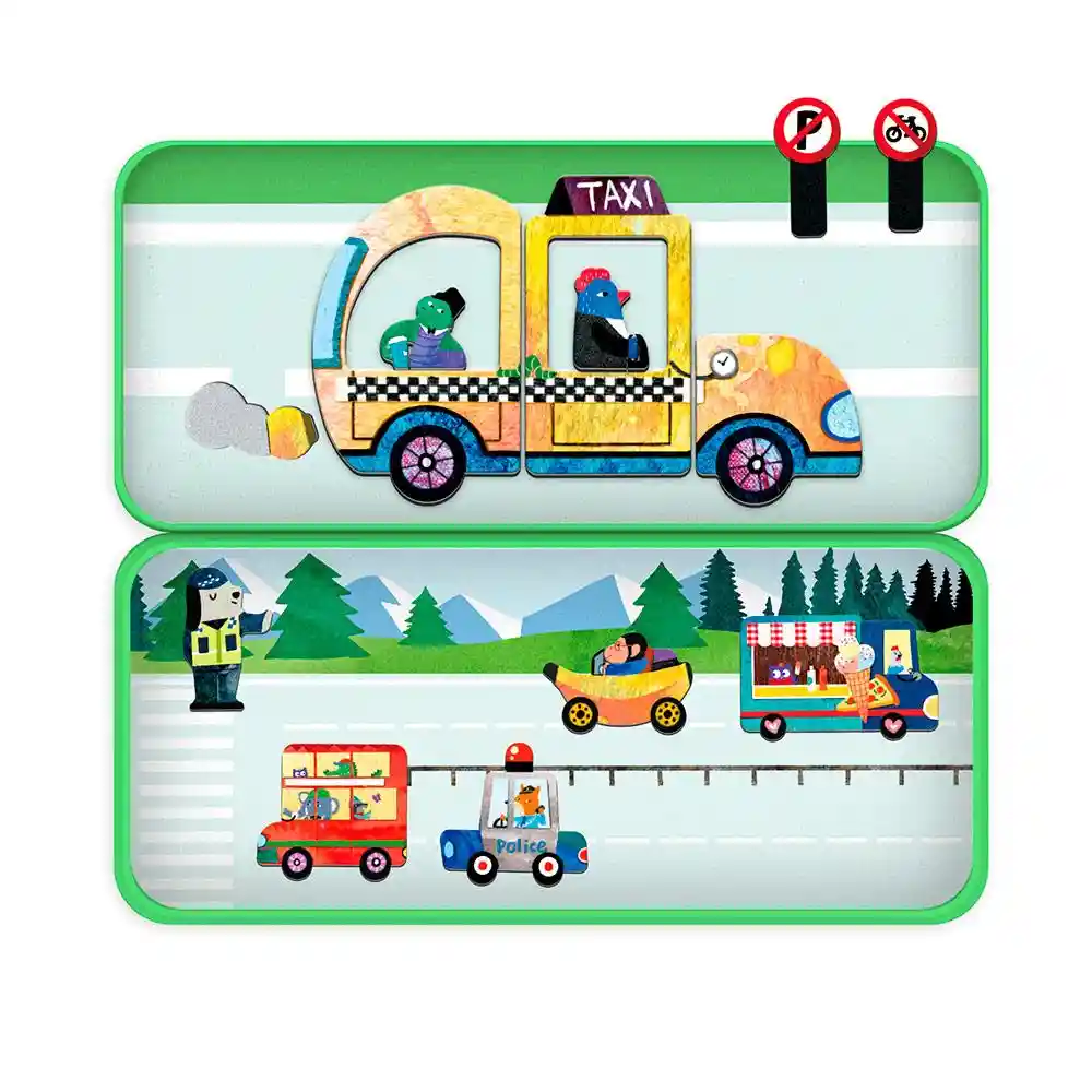 Juego Didáctico Puzzle Vehículos Magnéticos Para Niños