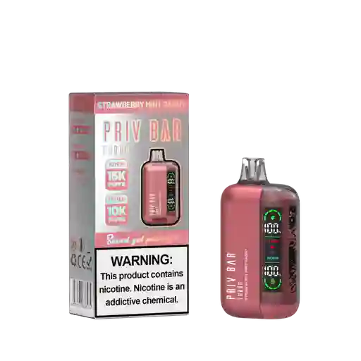 Priv Bar Turbo Stawberry Mint Candy 15k/10k Puff - 5% Nicotina