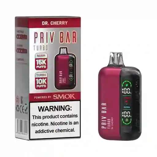 Priv Bar Turbo Dr.cherry- 15k/10k Puff-5% Nicotina