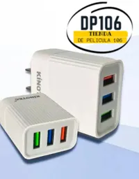 Cargador Triple Entrada Usb Con Cable Carga Rapida
