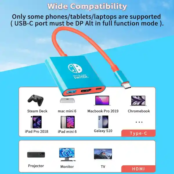 Adaptador Dock Hub Hdmi Nintendo Switch Televisor Transmisor