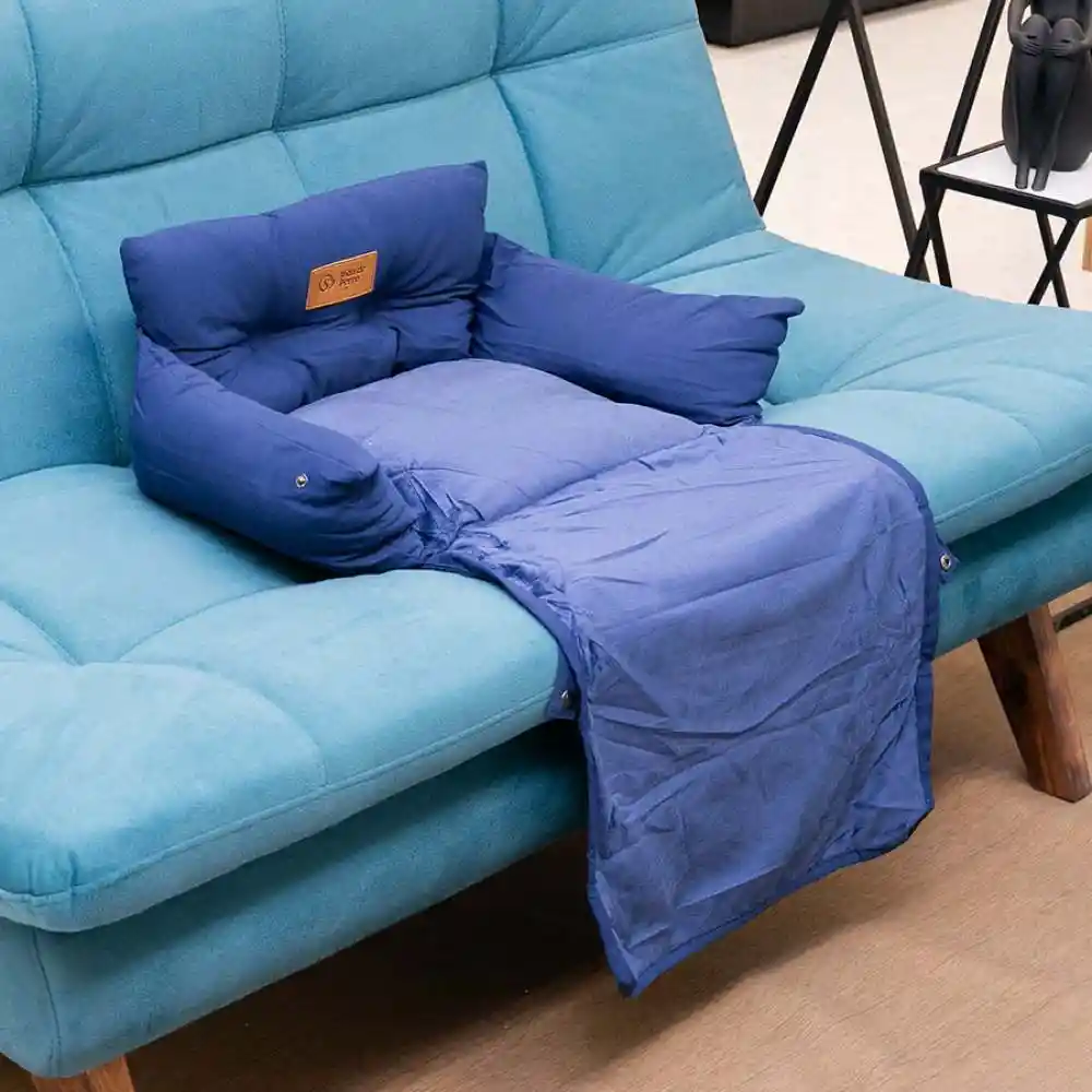 Cama De Perro Vida De Perro Tipo Sofa 50x40x18cm Azul Algodon