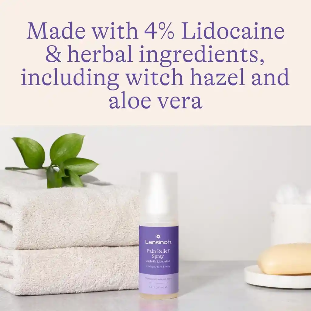 Lansinoh Spray Perineal De Lidocaína Al 4%, Alivio Del Dolor Para El Cuidado Posparto, 3.5 Onzas