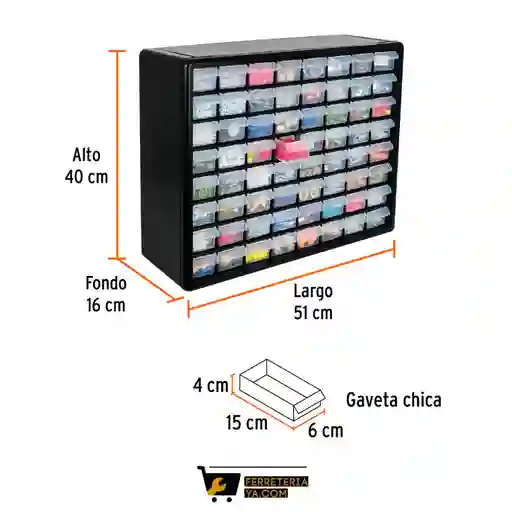 Organizador Con 64 Gavetas, Truper 10895