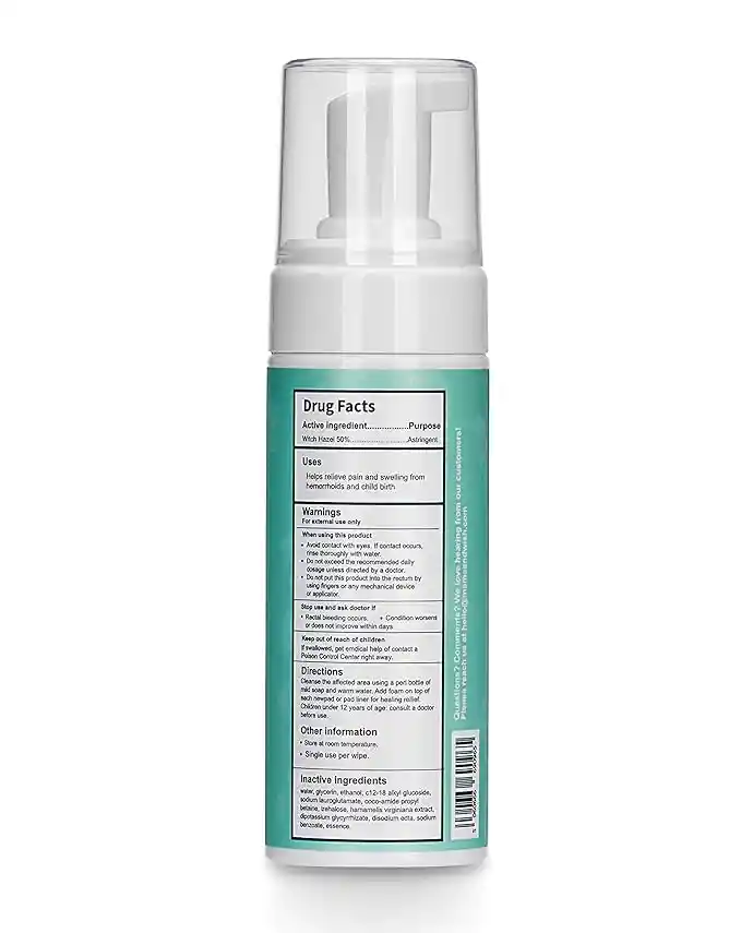 Mama Wish Espuma Curativa Perineal De Hamamelis - Esenciales Posparto - Spray Posparto Medicado Para Alivio Perineal - Cuidado Y Recuperación Posparto, Aerosol Perineal Para Hemorroides, Esenciales