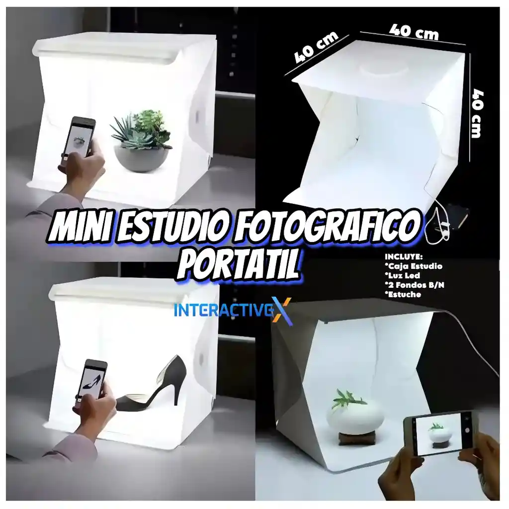 Kit De Caja De Luz Portatil Para Fotografia, Luz Led Brillo Ajustable