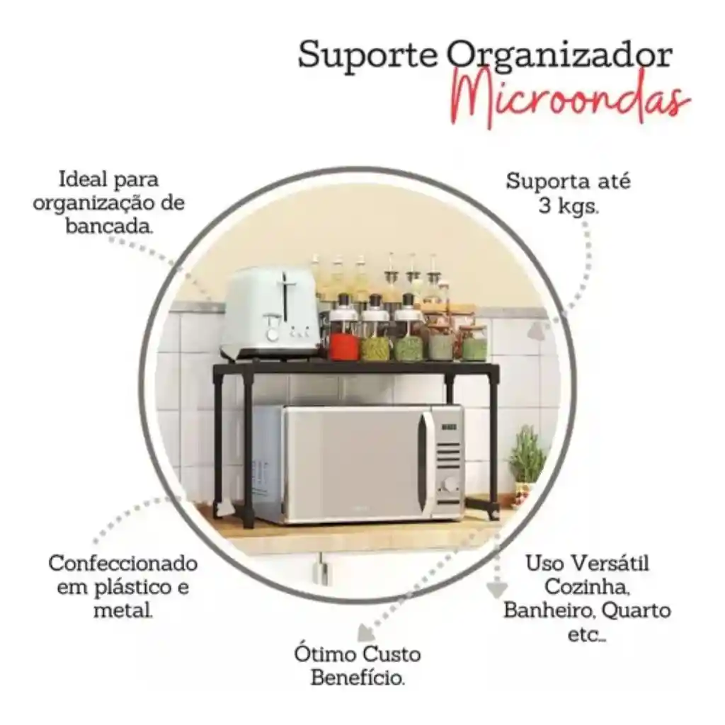 Soporte Organizador Para Microondas Estante Para Ollas Blanco